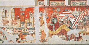 Das königliche Lager von Jakob I., König von Aragon während der Belagerung von Mallorca 1229 (Detail) von Spanish School
